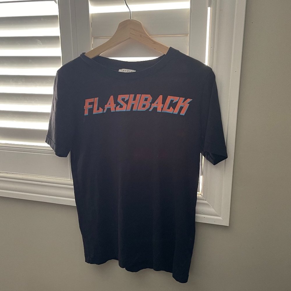 Sandro Black Tee with Flashback Graphic